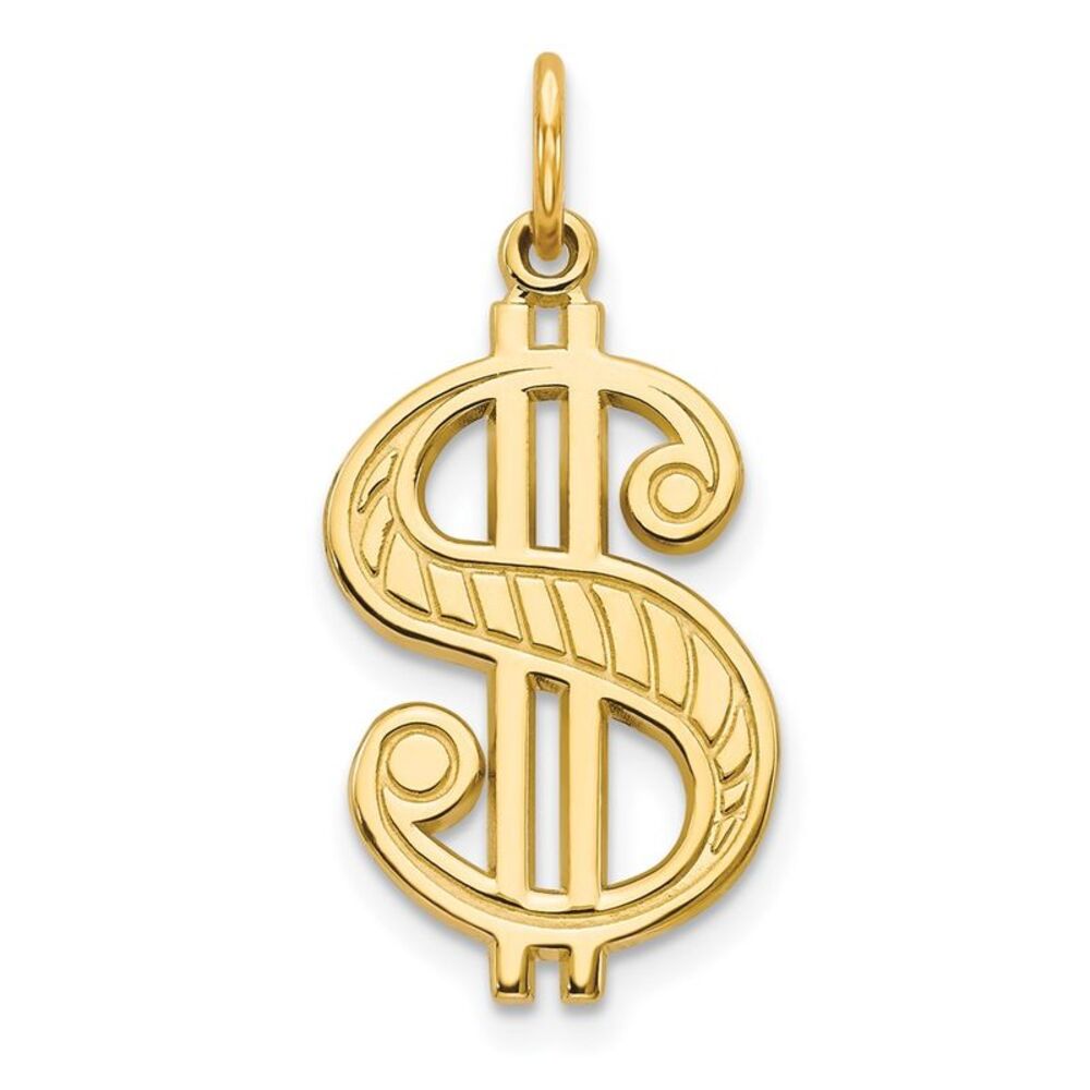 10k Yellow Gold Solid Polished Dollar Sign Charm - image 1